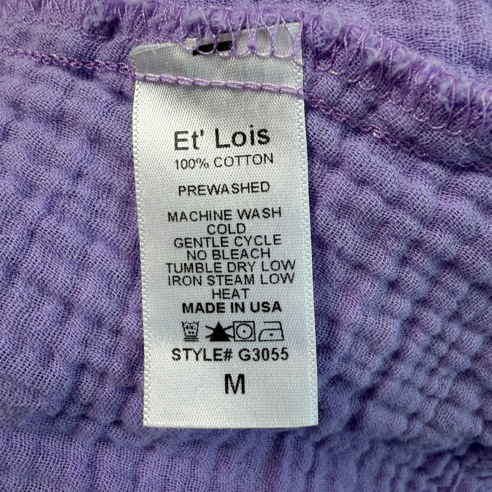 Et Lois Womens Tunic Top Sz M Purple Gauze Oversized Boho Cottage Pockets Lagom - Picture 6 of 6